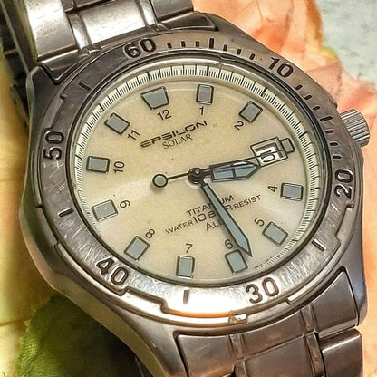 Seiko Alba Epsilon Solar Titanium Watch Mens Rare JDM Limited wrist 17cm