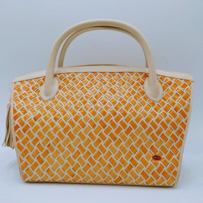 Bally Bag Authentic Intrecciato Tassel Handbag Used From Japan