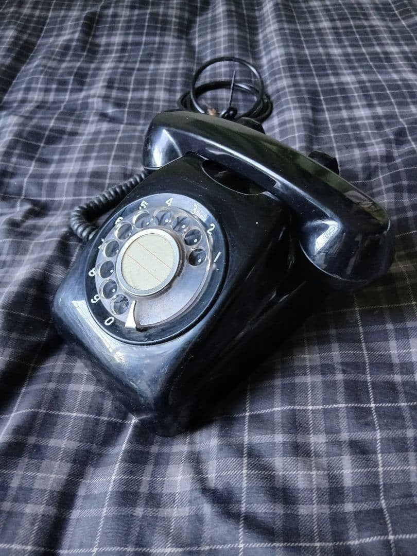 Black rotary dial telephone Showa retro vintage antique