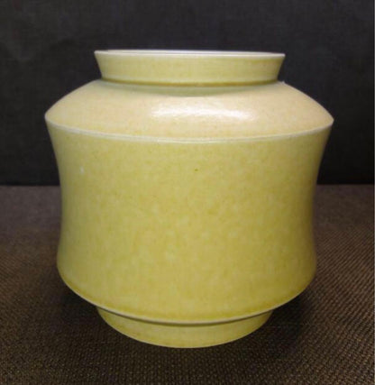 Gustavsberg Yellow Ceramic Vase Designed By Wilhelm Kåge 1930s Swedish Pottery