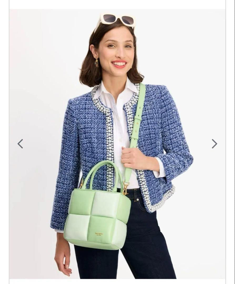 Kate Spade Boxxy Colorblocked Tote Serene Green Multi USED From JAPAN