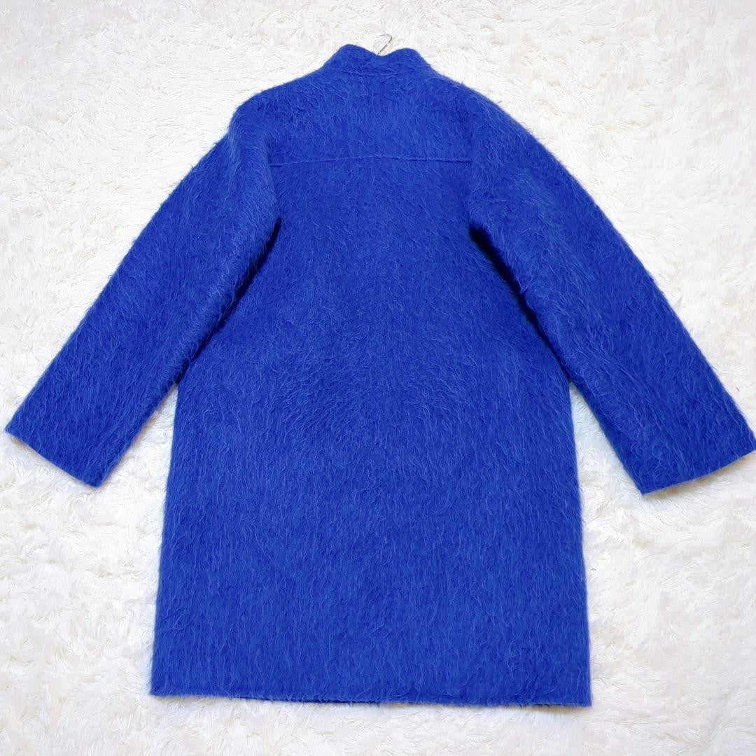 Max Mara Cutie Amano Shaggy Long Coat Jacket Blouson Women Size 40 Blue Alpaca
