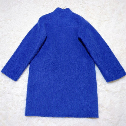 Max Mara Cutie Amano Shaggy Long Coat Jacket Blouson Women Size 40 Blue Alpaca