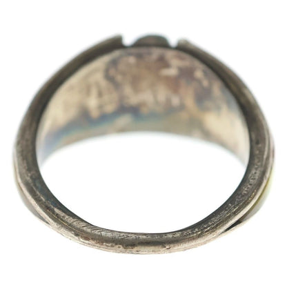 Indian Jewelry ZUNI CHOOKE Chalk Geometric Pattern Inlay Ring Silver/Turquoise