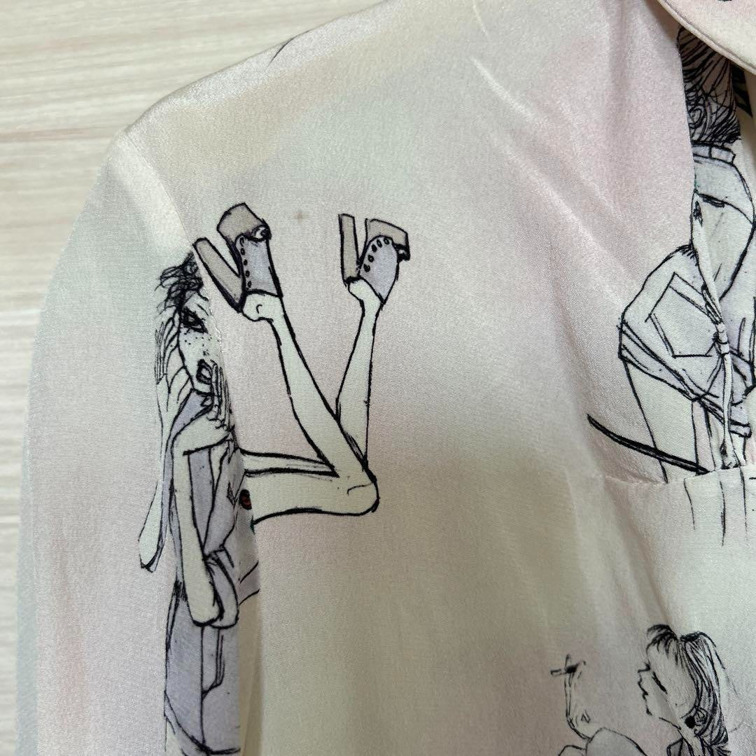 MIUMIU illustration print short sleeve silk shirt 36 collection F/S from Japan