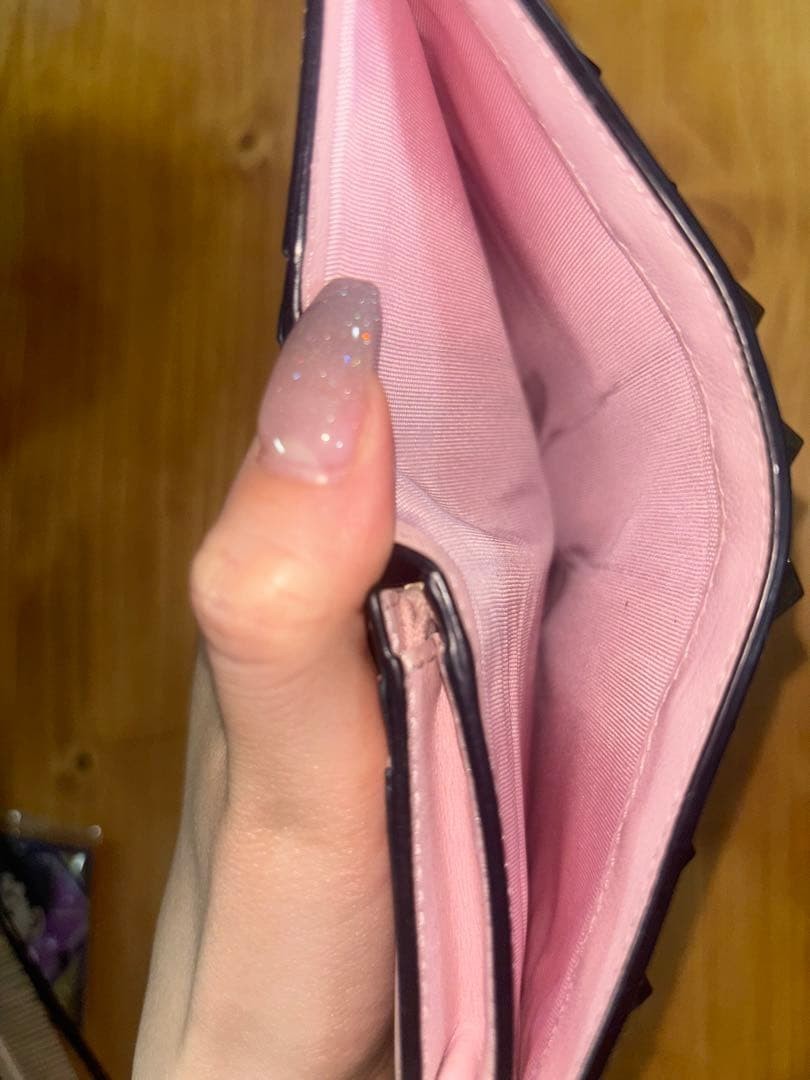 Valentino Pink Leather Studded Bifold Wallet