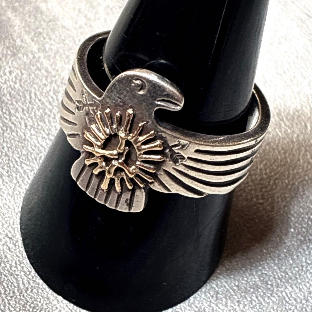 Rare US size 10 Thunderbird ring, 3 stars, 1 carat, 925 sterling silver.
