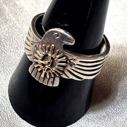 Rare US size 10 Thunderbird ring, 3 stars, 1 carat, 925 sterling silver.