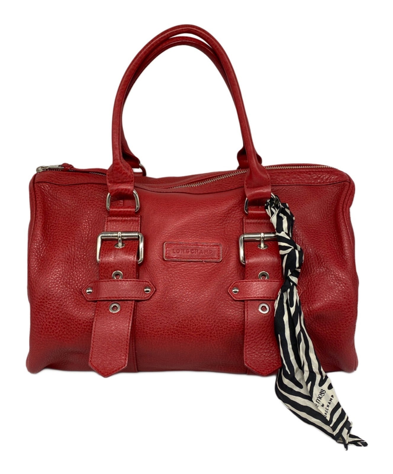 LONGCHAMP x KATE MOSS Leather Mini Boston Bag Red Hand Bag Womens Authentic