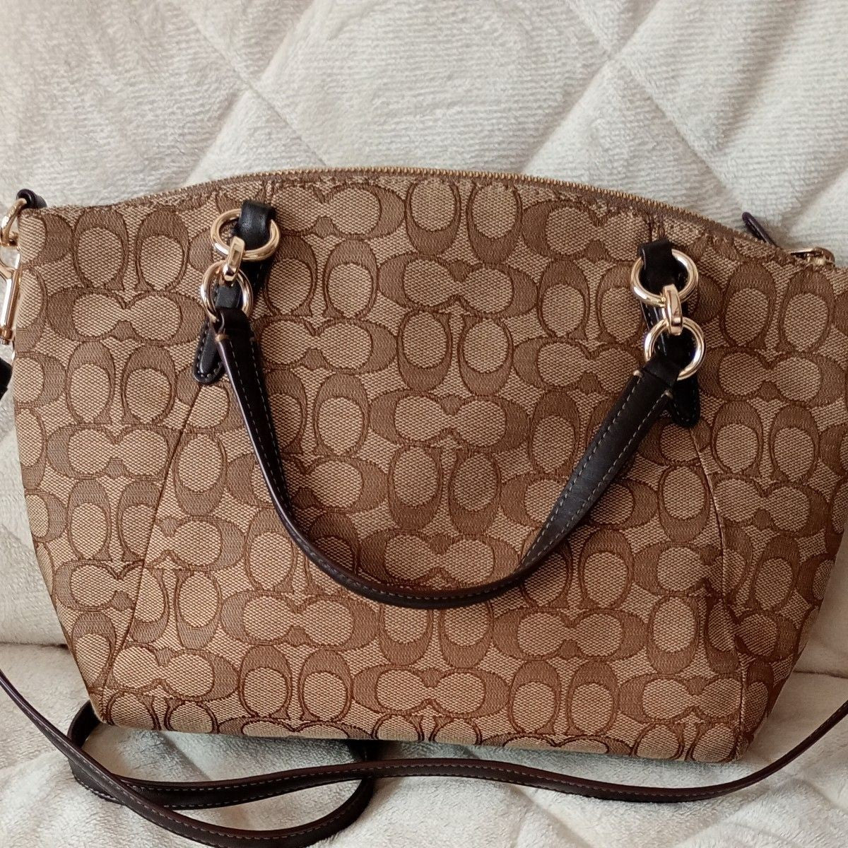 COACH Shoulder Bag Signature Tote Bag 2way Canvas Pochette Handbag