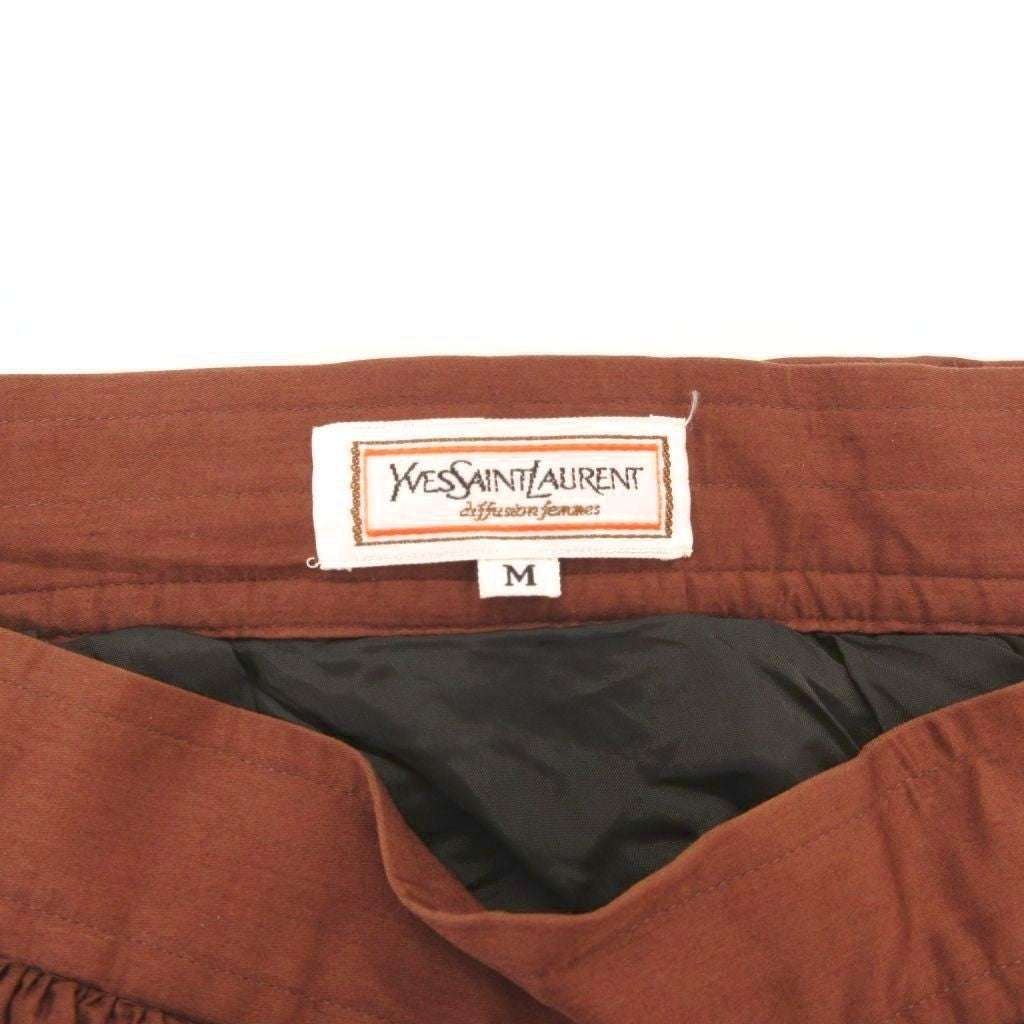 Vintage Yves Saint Laurent Peplum Flare Skirt Size M Black Brown Cotton YSL