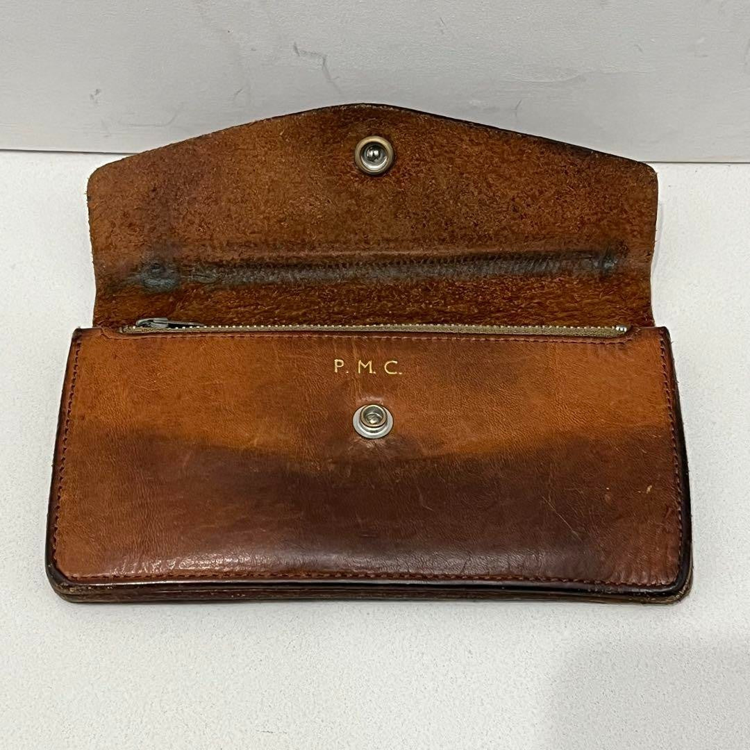 Phigvel Leather Trucker Wallet Brown Long Currency Clip Used