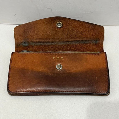 Phigvel Leather Trucker Wallet Brown Long Currency Clip Used