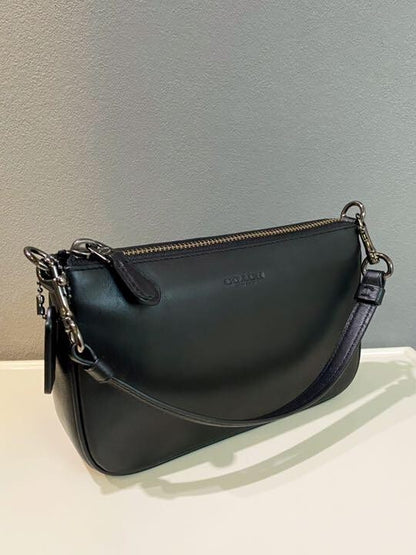 OLD Coach Handbag Pouch Leather Black Authentic from JAPAN