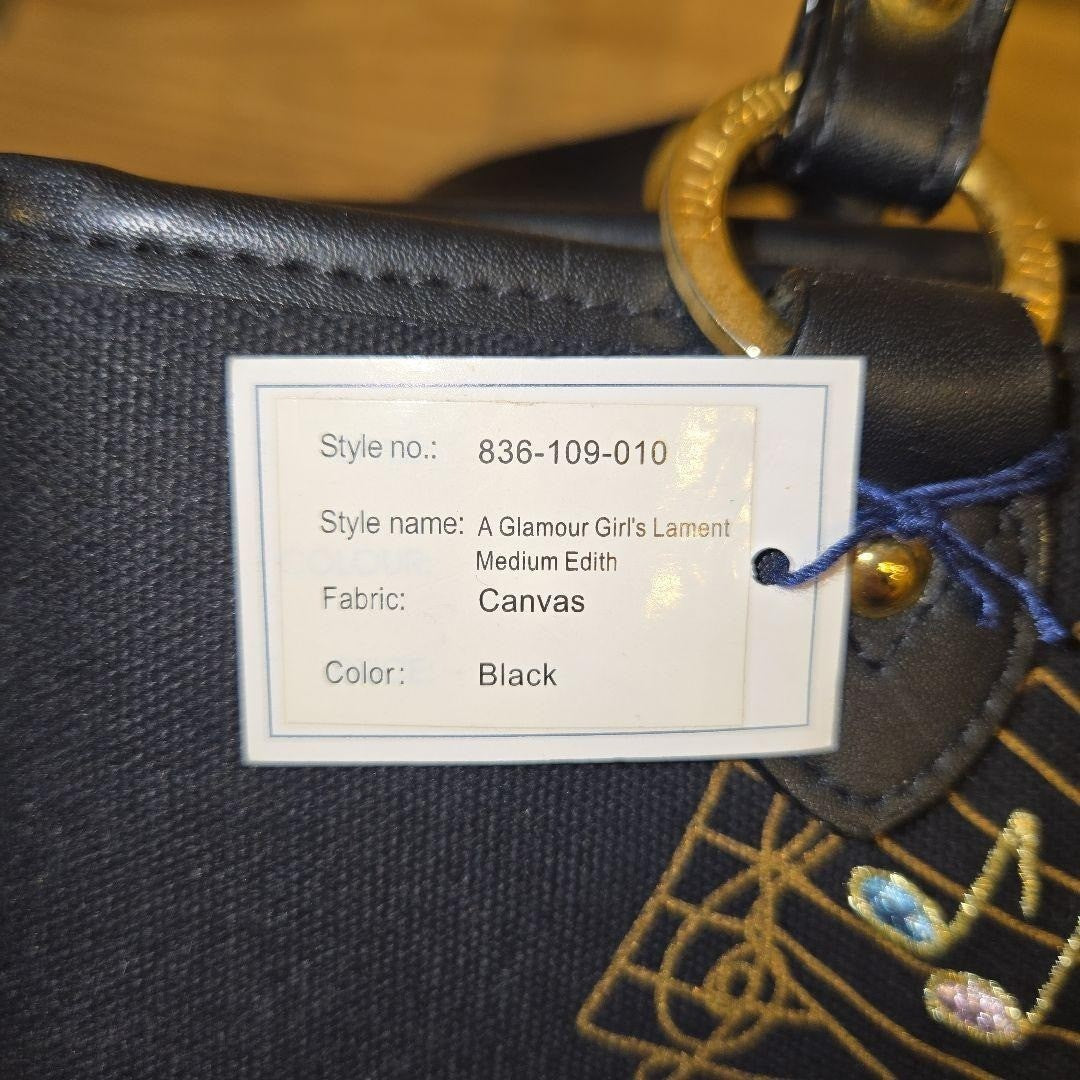 Rare Lulu Guinness Music Score Design Tote Bag (Black)