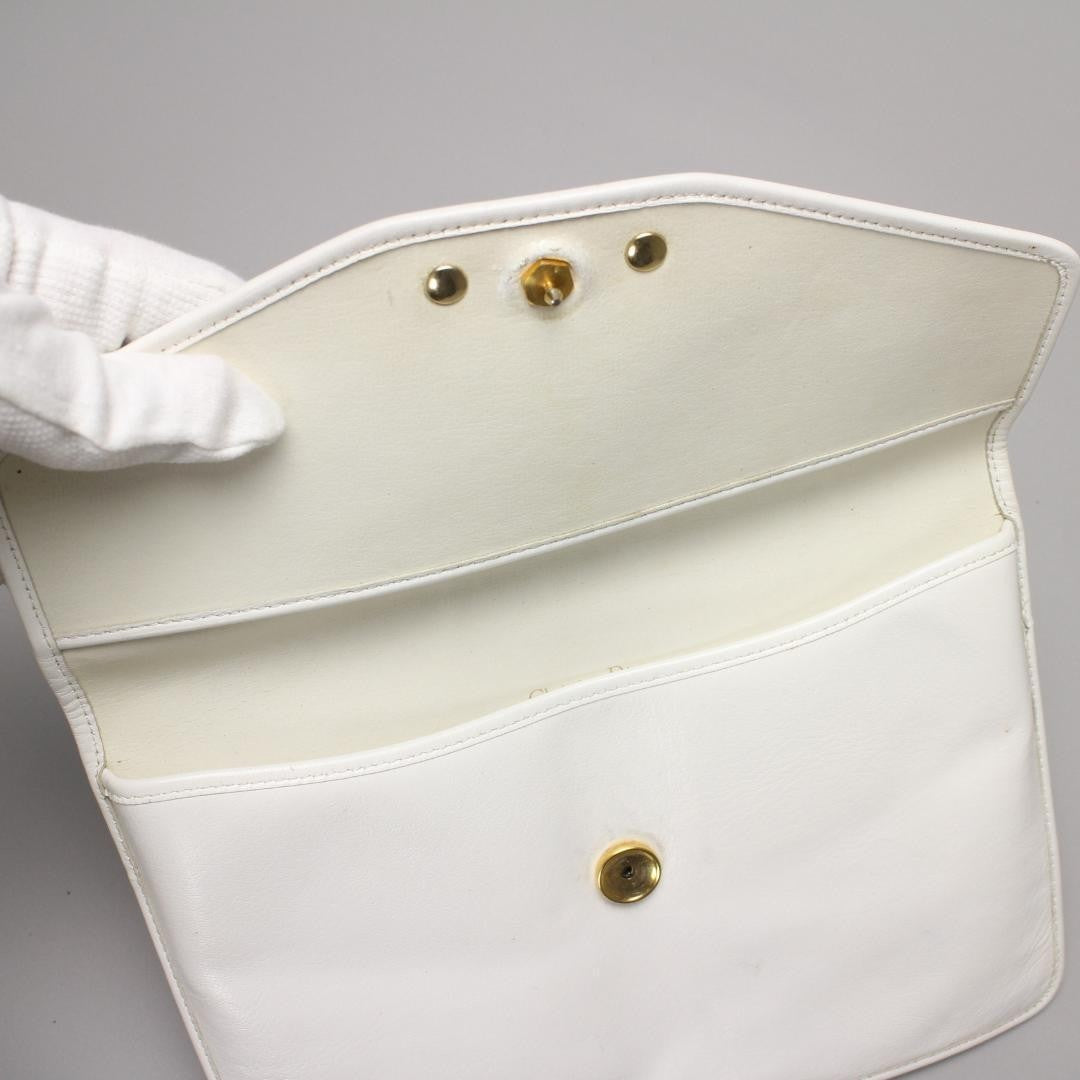 Christian Dior Clutch Bag Vintage Hook Broken White Authenticated USED