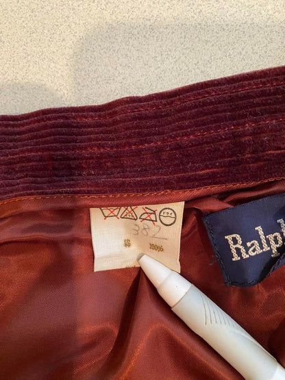 Ralph Lauren Burgundy Corduroy Skirt Size 7 Slit Detail Lined