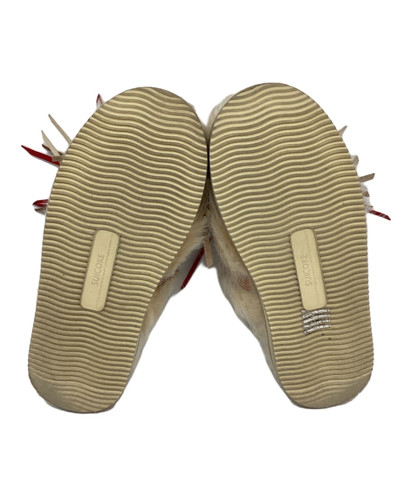 suicoke × ALANUI fringed fur sandals beige