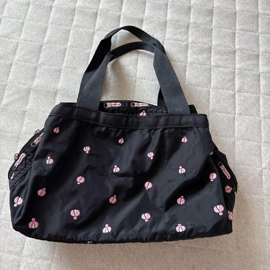 LeSportsac Ladybug Nylon Shoulder Hand Bag Balck From Japan W14×H8 ×D7in