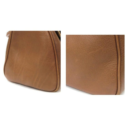 LONGCHAMP x KATE MOSS Leather Mini Boston Bag Camel Brown Hand Bag Womens Auth