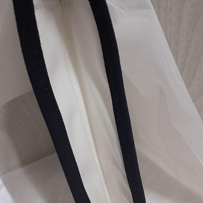 CHANEL Canvas Pouch Bag Auth White Black Women France 121304