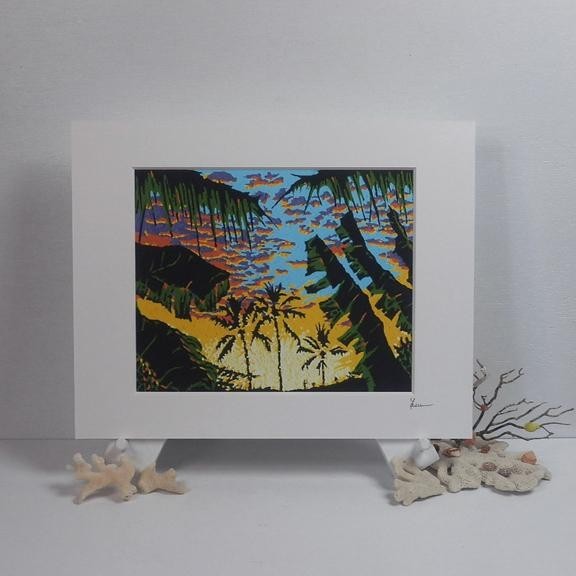 Hawaii Painting Replica Puamana Tropical Sunset Painting Poster