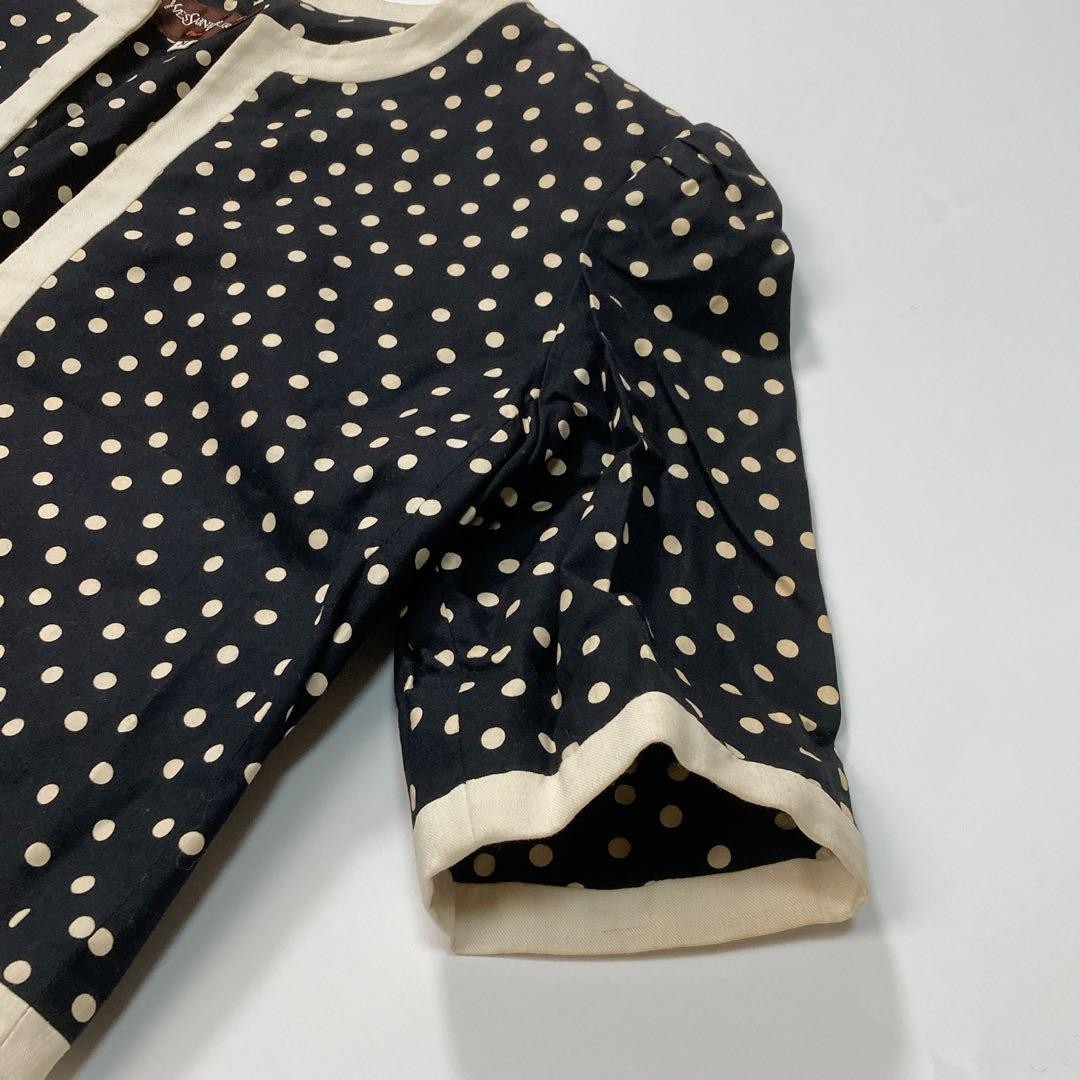 Yves Saint Laurent M Women Collarless Jacket Vintage Dot Stylish Clothing