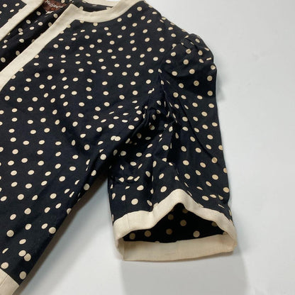 Yves Saint Laurent M Women Collarless Jacket Vintage Dot Stylish Clothing