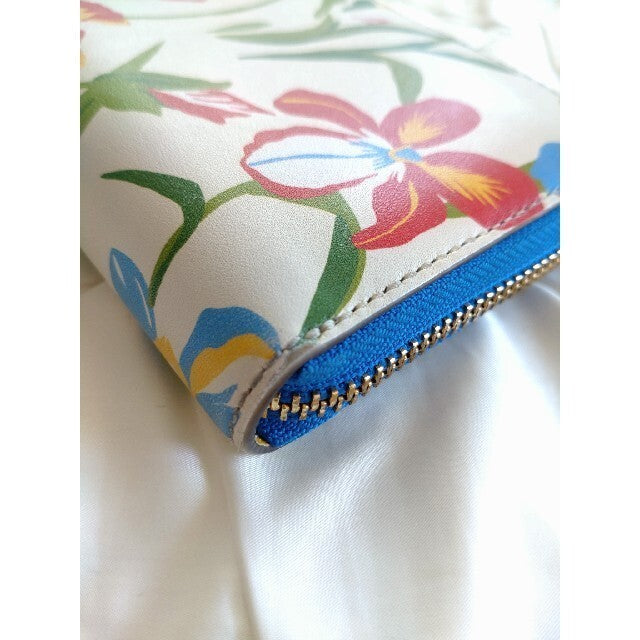 Tory Burch Women Wallet Iris Pattern Long Floral Blue Limited Edition VHTF Rare