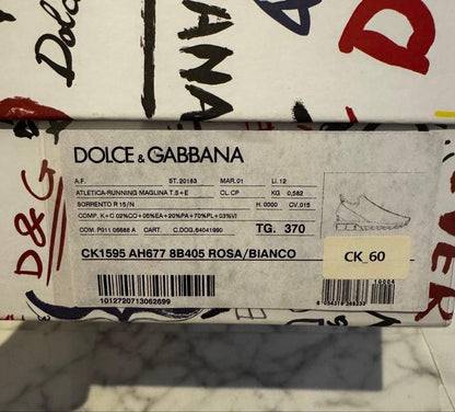 Dolce&Gabbana Women 6.5US Pink Sneakers Big Logo Luxury Classic Stylish Italian