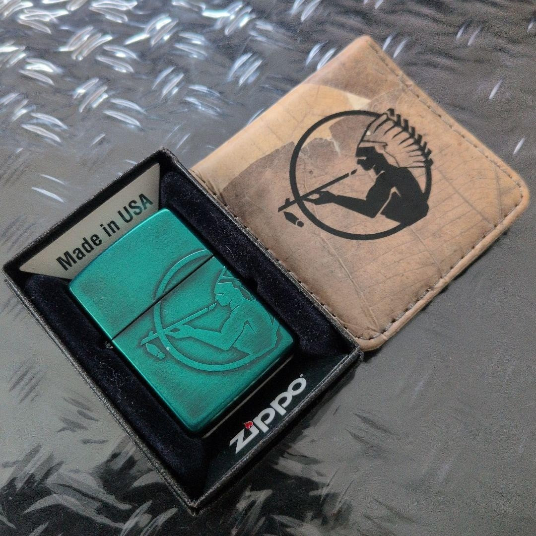 Natural American Spirit Green Zippo Oil Lighter & With portable ashtray 2017Rare