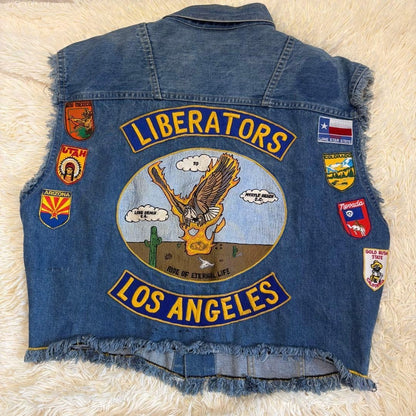 Wrangler Men Denim Vest Patch Vintage Limited Edition Rare Model American Casual