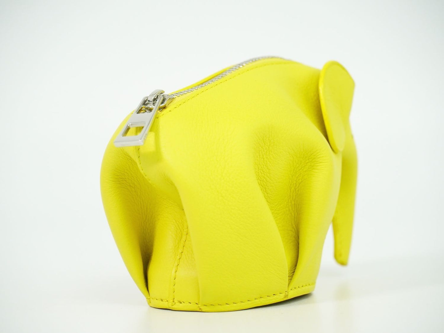LOEWE Elephant Leather Coin Case Mini Pouch Yellow Silver