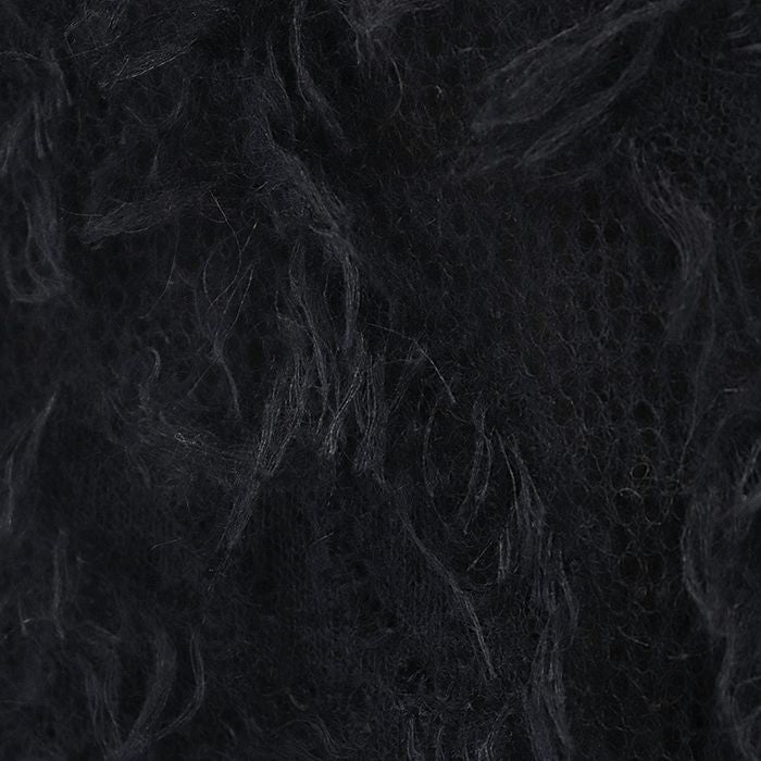 CHANEL 09A P36107 Mohair Fringe Sleeveless Dress Women Size 38 Dark-Navy