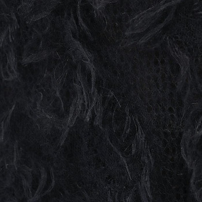 CHANEL 09A P36107 Mohair Fringe Sleeveless Dress Women Size 38 Dark-Navy