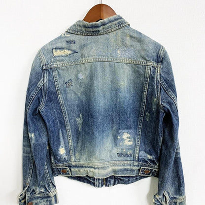 POLO RALPH LAUREN Distressed Denim Jacket Cotton Women Size L USED JAPAN