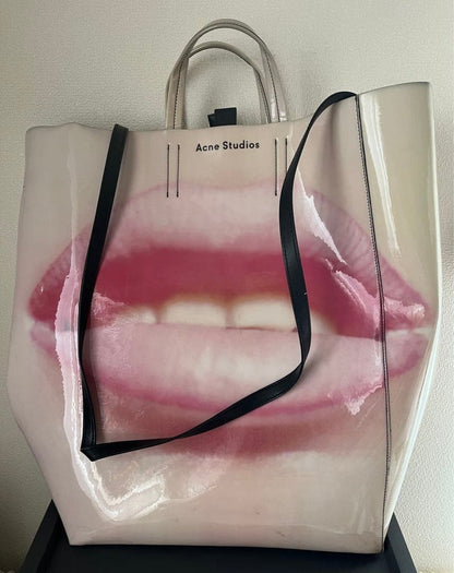 Acne Studios Baker Lip Print 2Way Tote Shoulder Bag PVC Logo Women Japan