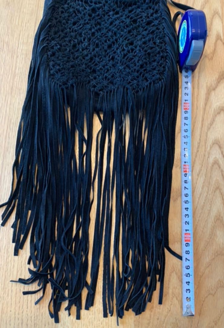 Cleobella Fringe Shoulder Crossbody Bag Suede in Black USED Good Condition