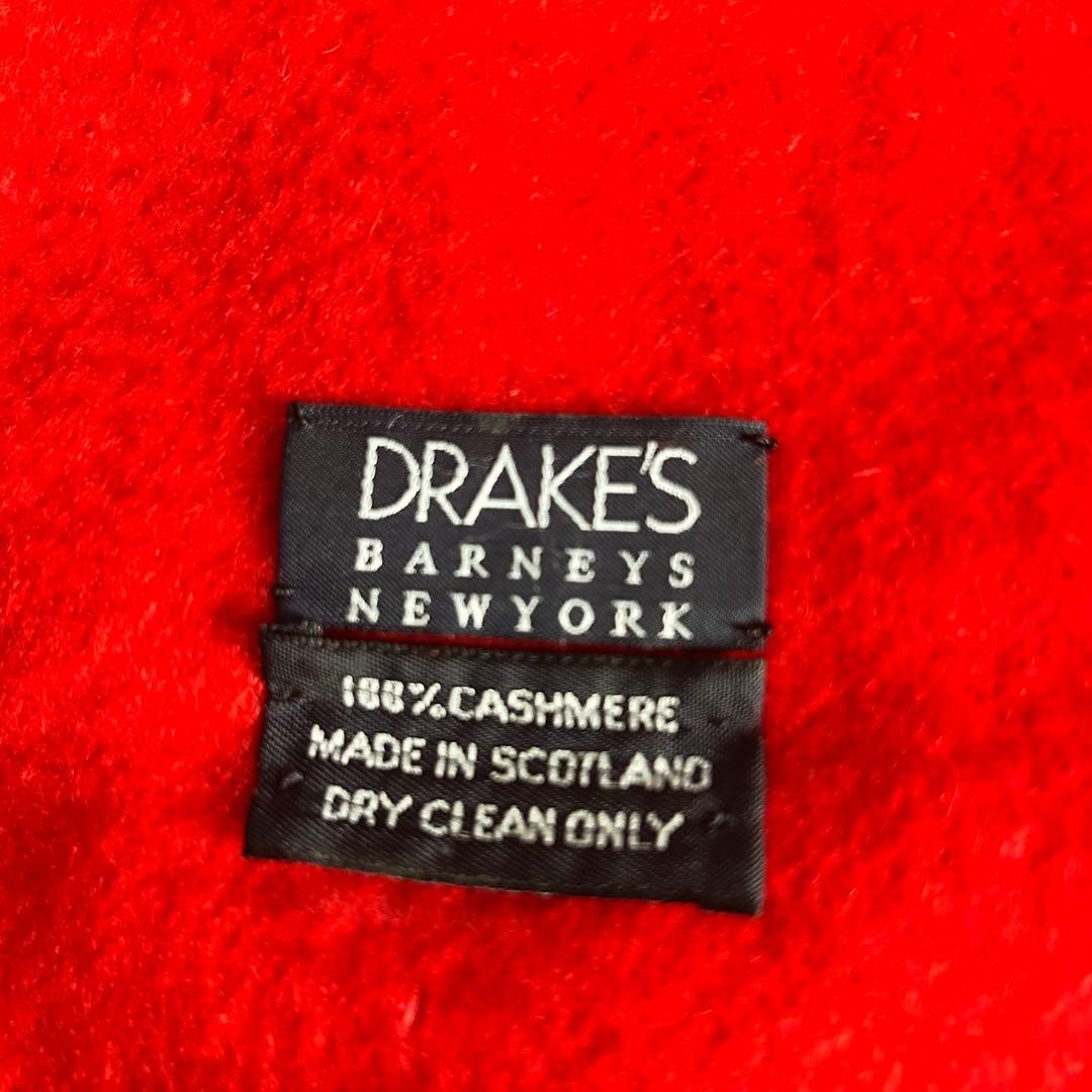 Drake's 100% Cashmere Scarf Red Scotland Used Fringed
