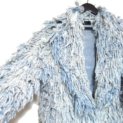 ALANUI 2010s VTG 1B Fringe Denim Jacket Light Blue S/M LWEA011R20103066