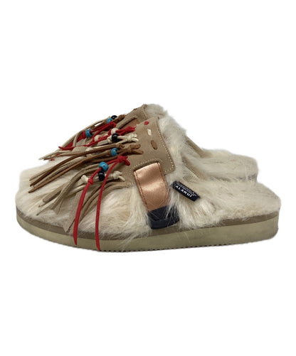 suicoke × ALANUI fringed fur sandals beige
