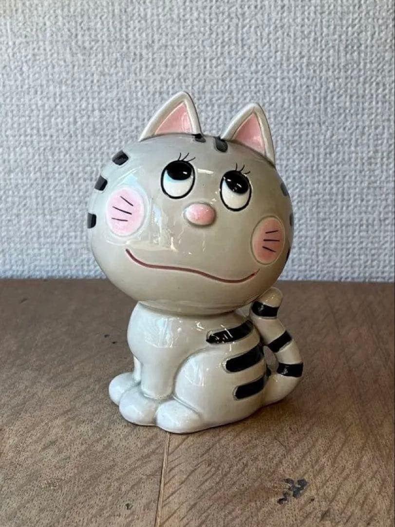 Rune Naito Cat Piggy Bank Figurine Rare Color Retro Goods Antique Goods