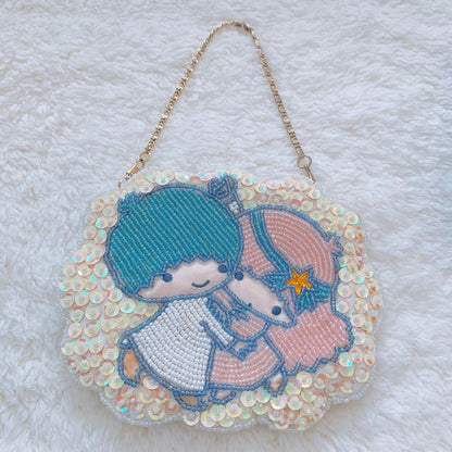 Sanrio Little Twin Stars Heatherette Beaded Embroidery Pouch With box Rare 2003