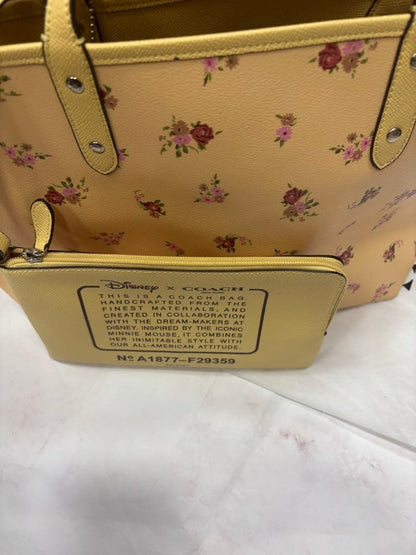 Coach Minnie Mouse Floral Yellow Tote Bag A1877-F29359 New Disney Collab