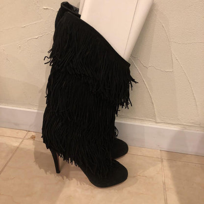 Christian Louboutin fringe short Heel Boots Shoes Women Size 35 1/2Genuine