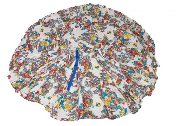 ALEXANDER MCQUEEN Colorful Print Taped Silk Dress Blue Multi Size 40