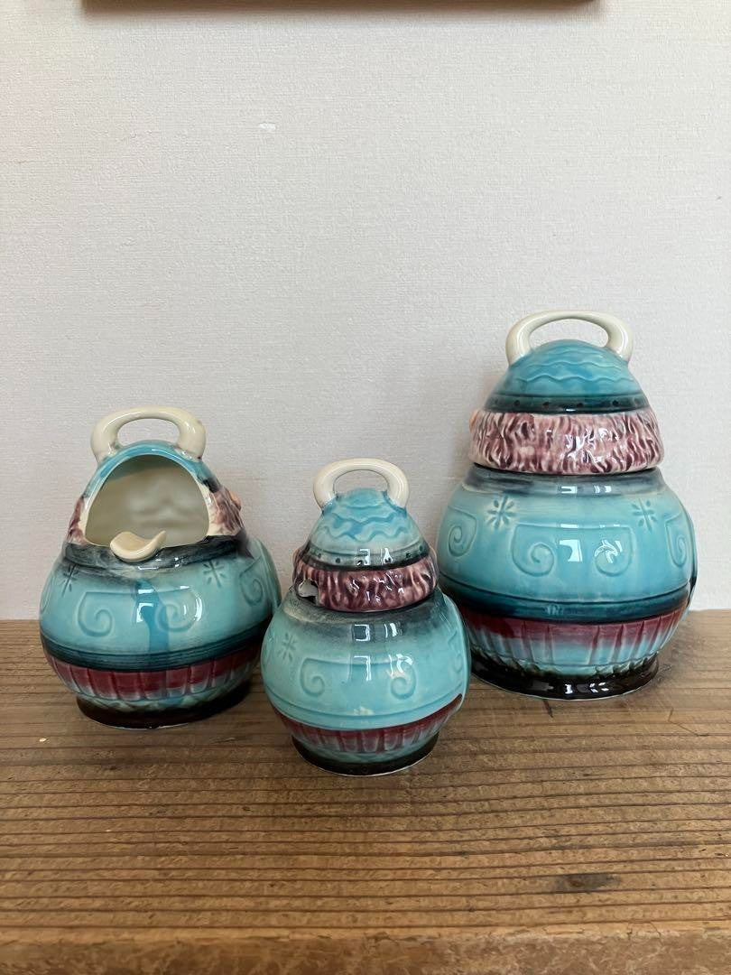 Seven CHINA Buffet Showa Retro Canister 3-Piece Set