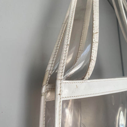 Vintage GUCCI Clear PVC Tote Bag White Shouder Bag Women C-250715-4