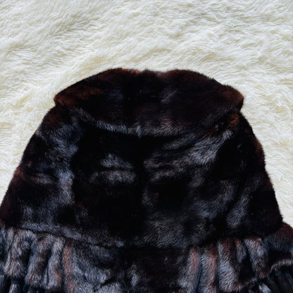 Rare SAGA MINK ROYAL Brown Fringe Shawl Poncho Large