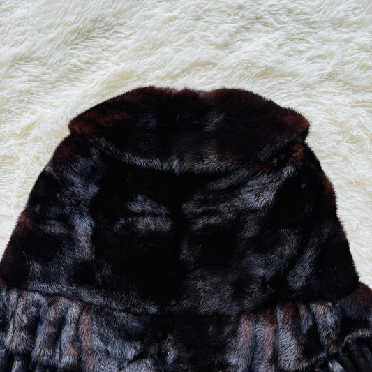 Rare SAGA MINK ROYAL Brown Fringe Shawl Poncho Large